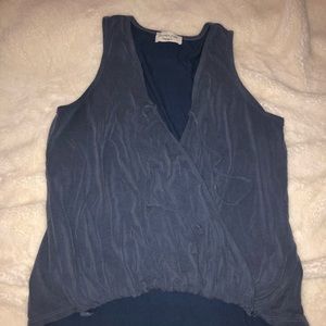 Blue Sleeveless Top with Tie Detail